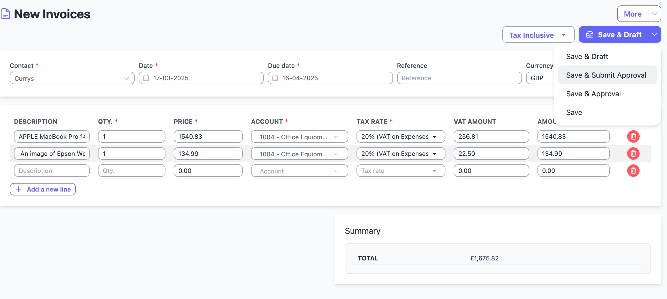 KeyxPro Invoicing Feature - Create and manage professional invoices with tax calculations
